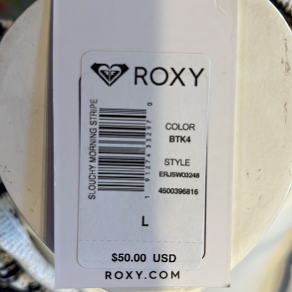 Roxy Slouchy Morning Stripe Sweater Hoodie Size L Navy & White - Picture 8 of 8